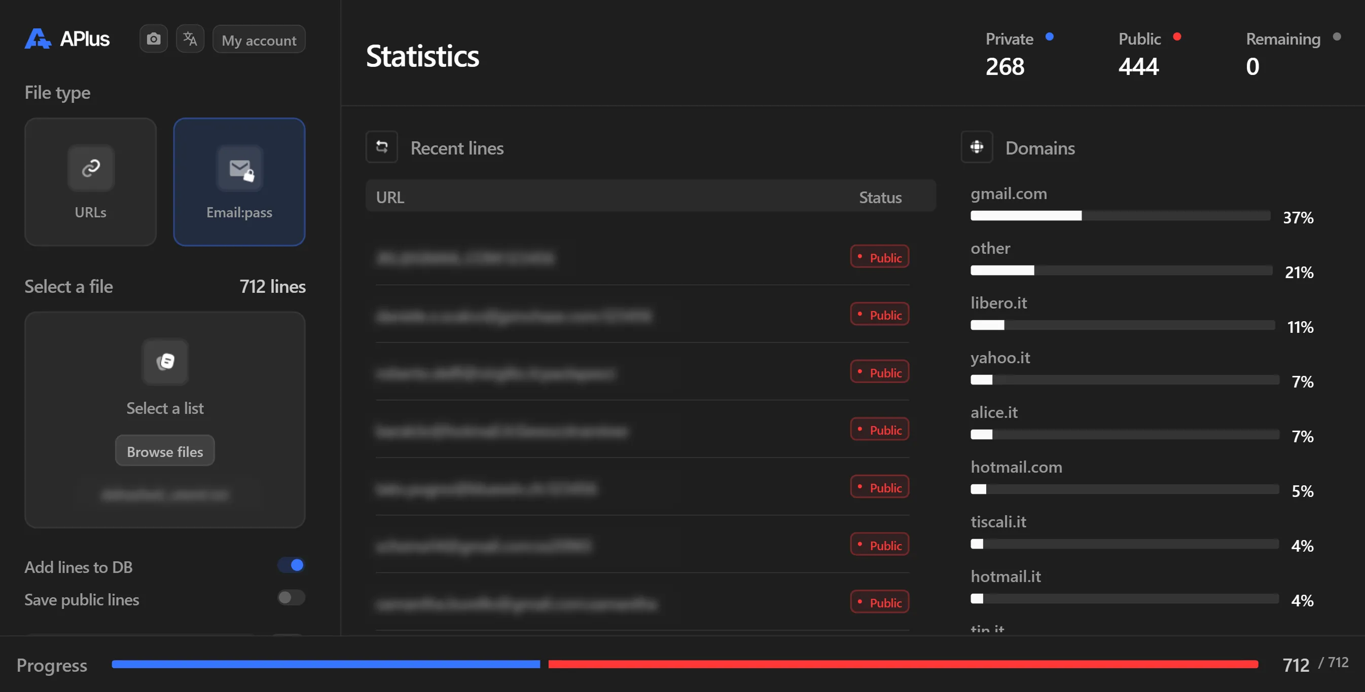 APlus AntiPublic Checker Dashboard